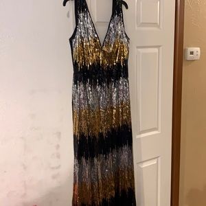Multi color sequins gown